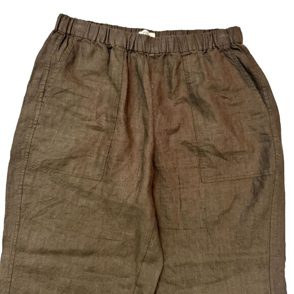 AYR The Tourist Linen Pants Womens L Elastic Waist Sicilian Umber Brown Resort - Picture 5 of 14